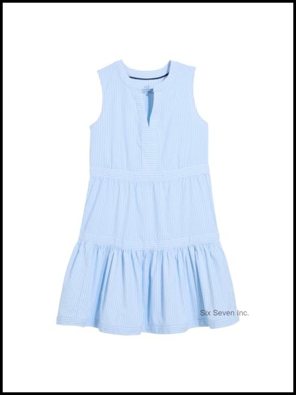 Vineyard Vines Harbor Seersucker Tiered Dress Sleeveless Casual